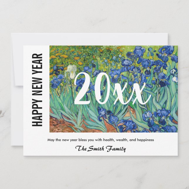 Tarjeta Festiva Vincent van Gogh - Feliz Año Nuevo / Irises (Anverso)