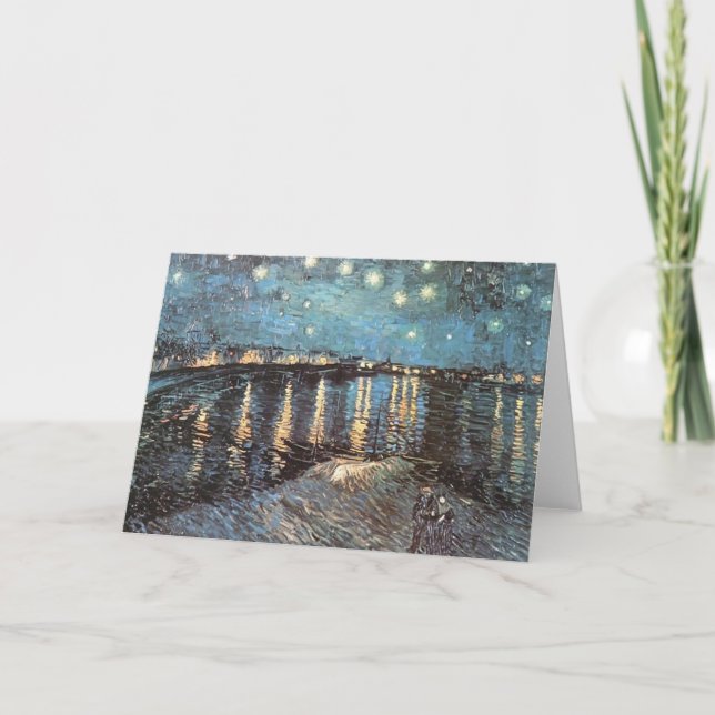 Tarjeta Festiva Vincent Van Gogh - La luz de las estrellas sobre e (Anverso)