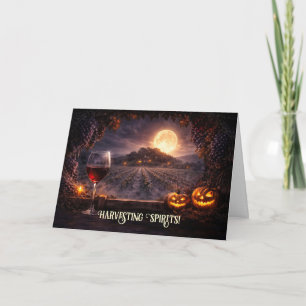 Tarjeta Festiva Viñedo Bodega de Vino de Halloween Lindo