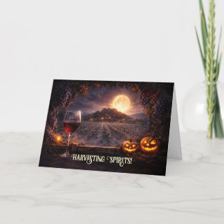 Tarjeta Festiva Viñedo Bodega de Vino de Halloween Lindo