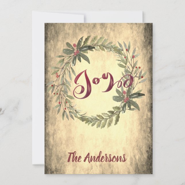 Tarjeta Festiva Viñeta caligrafía alegría fiesta de guerra botánic (Anverso)