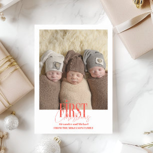 Tarjeta Festiva Viñetas modernas primera foto de Personalizado de