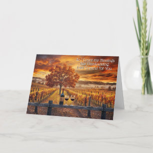 Tarjeta Festiva Vino de Acción de Gracias País de Otoño Viñedo de