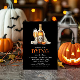 Tarjeta Festiva Vino de Calabaza de Cráneo Espeluznante Fiesta de