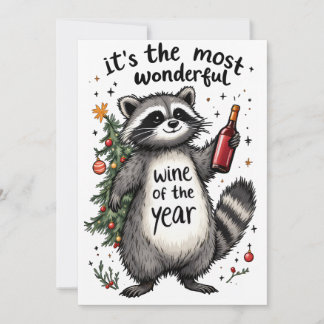 Tarjeta Festiva Vino Más Maravilloso del Año Mapache 