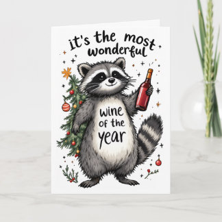 Tarjeta Festiva Vino Más Maravilloso del Año Mapache 