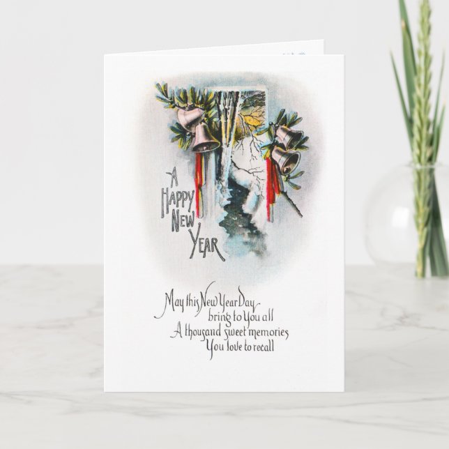 Tarjeta Festiva Viñoso Día de Año Nuevo (Anverso)