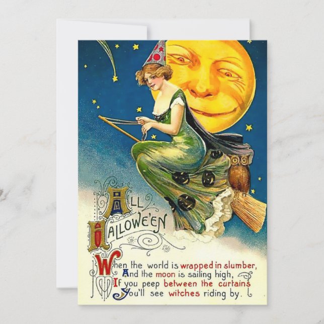 Tarjeta Festiva Vintage 1911 All Halloween (Anverso)