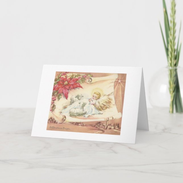 Tarjeta Festiva Vintage A Navidades Prayer (Anverso)