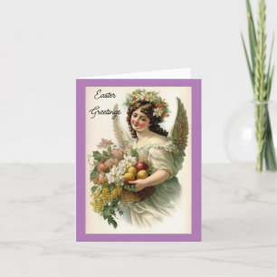 Tarjeta Festiva Vintage Angel Easter Holiday Card