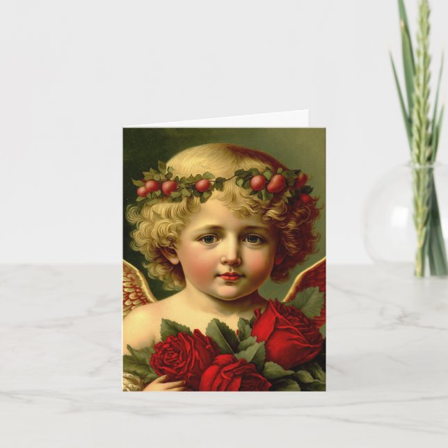 Tarjeta Festiva Vintage Angel Valentine Card (Anverso)