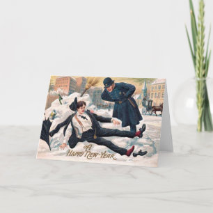 Tarjeta Festiva Vintage: Año Nuevo -