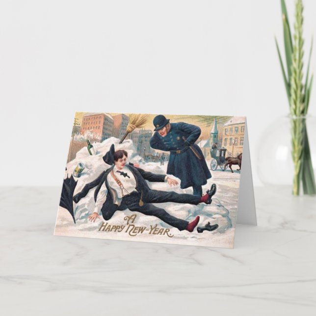 Tarjeta Festiva Vintage: Año Nuevo - (Anverso)