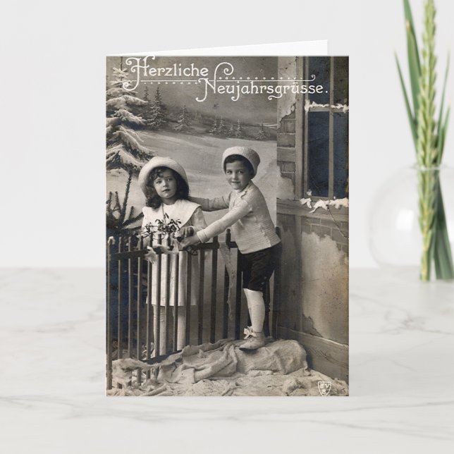 Tarjeta Festiva Vintage: Año Nuevo - (Anverso)