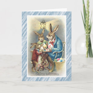 Tarjeta Festiva Vintage Antiguo Easter Card Vestido Huevos de Cone