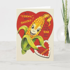 Tarjeta Festiva Vintage Antropomorfo Corn Valentine