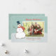 Tarjeta Festiva Vintage Aqua Winter Snowman Happy Holidays (Anverso/Reverso In Situ)