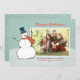 Tarjeta Festiva Vintage Aqua Winter Snowman Happy Holidays (Anverso / Reverso)