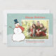 Tarjeta Festiva Vintage Aqua Winter Snowman Happy Holidays (Anverso)