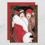 Tarjeta Festiva Vintage Art Deco Mujeres Navidades Red Gold<br><div class="desc">Hermosa tarjeta de vacaciones de Navidades retro vintage art deco mujeres. Envíe una de estas magníficas tarjetas de vacaciones a amigos y familiares. También perfecto para coleccionistas. Mira la colección Art Deco de mi tienda para más información.</div>