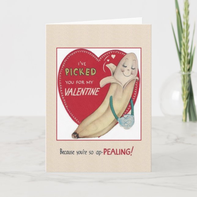 Tarjeta Festiva Vintage Banana Valentine Card (Anverso)