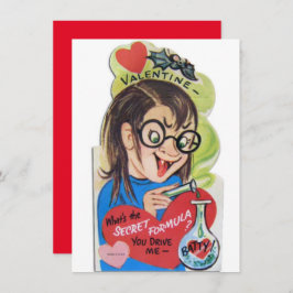 Tarjeta Festiva Vintage Batty Valentine Day Nerd Chica