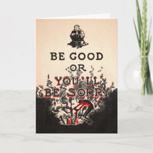 Tarjeta Festiva Vintage "Be Good" Devil Personalizable Card
