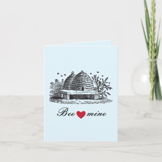 Tarjeta Festiva Vintage Bewick Valentine beehive card (Anverso)