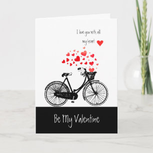 Tarjeta Festiva Vintage Bike Love Biking Hearts Personalizado Vale