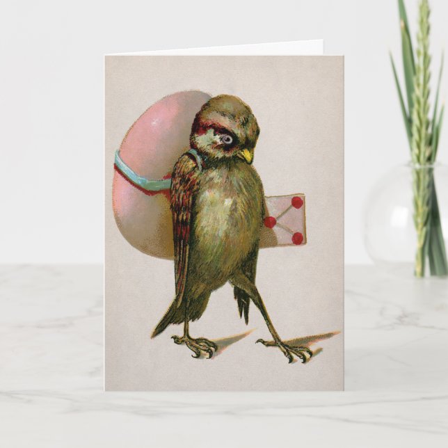 Tarjeta Festiva Vintage Bird Easter Card (Anverso)