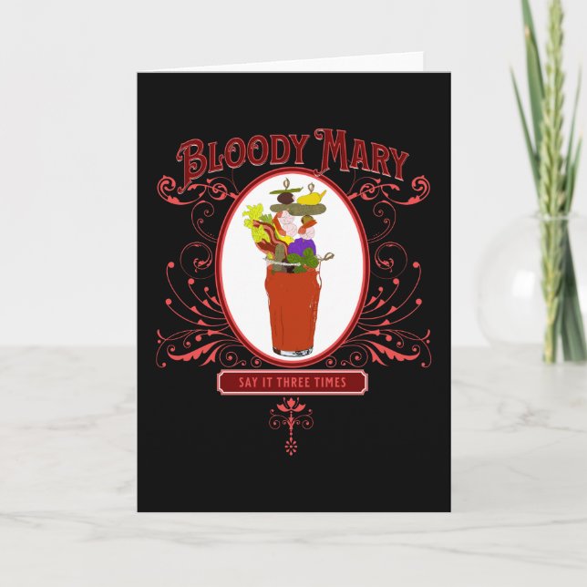 Tarjeta Festiva Vintage Bloody Mary, 3 veces (Anverso)