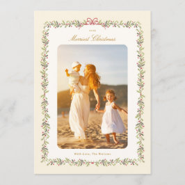 Tarjeta Festiva vintage botanical bow 1 photo flat