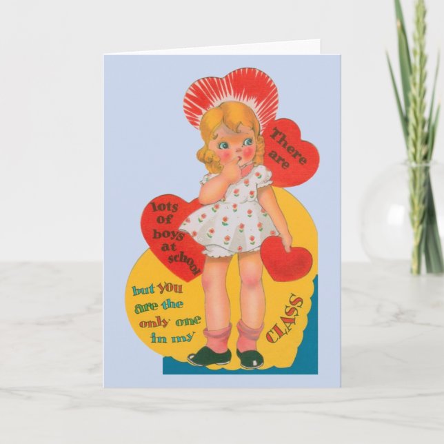 Tarjeta Festiva Vintage Boy En Mi Clase Valentine (Anverso)