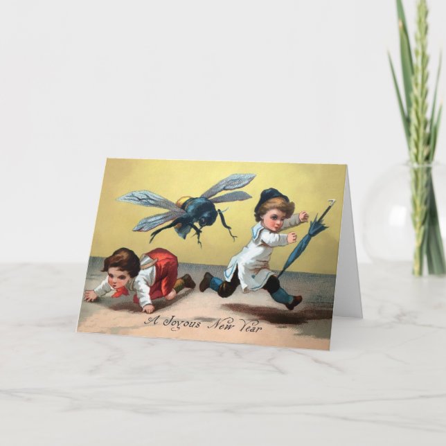 Tarjeta Festiva Vintage Bug Holiday Card (Anverso)