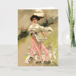 Tarjeta Festiva Vintage Bunny Ceremony Easter Card