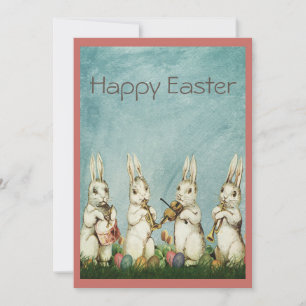 Tarjeta Festiva Vintage Bunny Easter Music Band