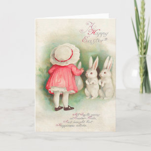 Tarjeta Festiva Vintage Bunny Rabbits Easter Greby