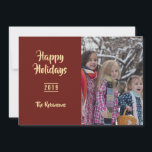 Tarjeta Festiva Vintage Burgundy Christmas Greetings foto familiar<br><div class="desc">Tarjeta de felicitaciones de la temporada de renos de Borgoña con personalizable de marcador de foto familiar a sus especificaciones.</div>