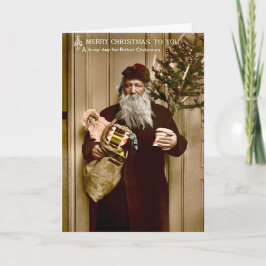 Tarjeta Festiva Vintage Busy Papá Noel