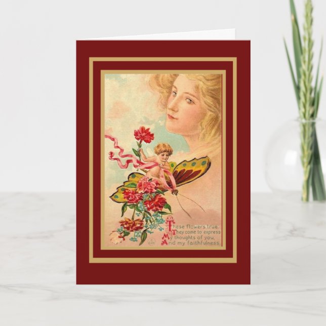 Tarjeta Festiva Vintage Card Valentine Cupido (Anverso)