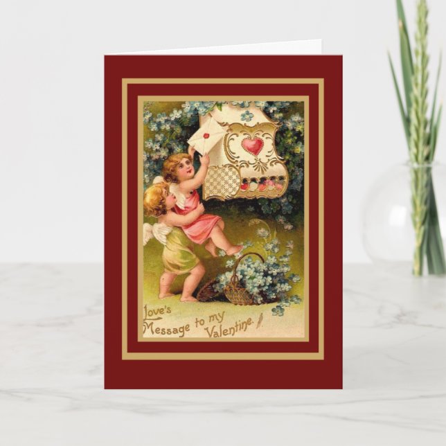 Tarjeta Festiva Vintage Card Valentine Cupido (Anverso)