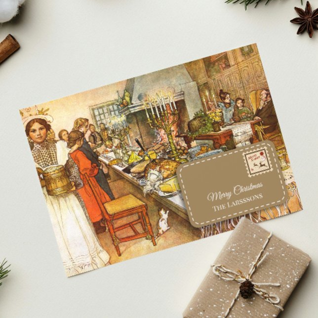 Tarjeta Festiva Vintage Carl Larsson Navidades personalizables (Subido por el creador)