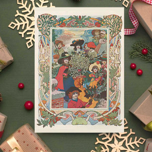 Tarjeta Festiva Vintage Charles Robinson Christmas Greetings