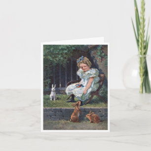 Tarjeta Festiva Vintage chica de pascua