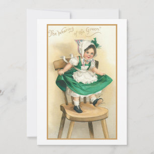 Tarjeta Festiva Vintage Chica irlandés con el saludo del Día de Sa