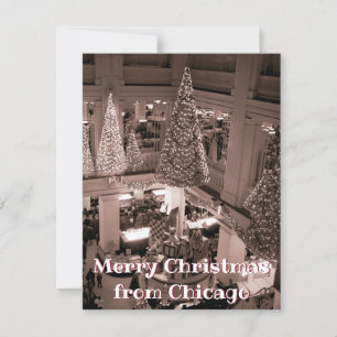 Tarjeta Festiva VINTAGE CHICAGO NAVIDADES Marshall Field's