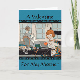 Tarjeta Festiva Vintage Child Chica Valentine para madre