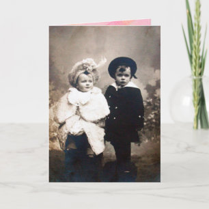 TARJETA FESTIVA VINTAGE CHILDREN