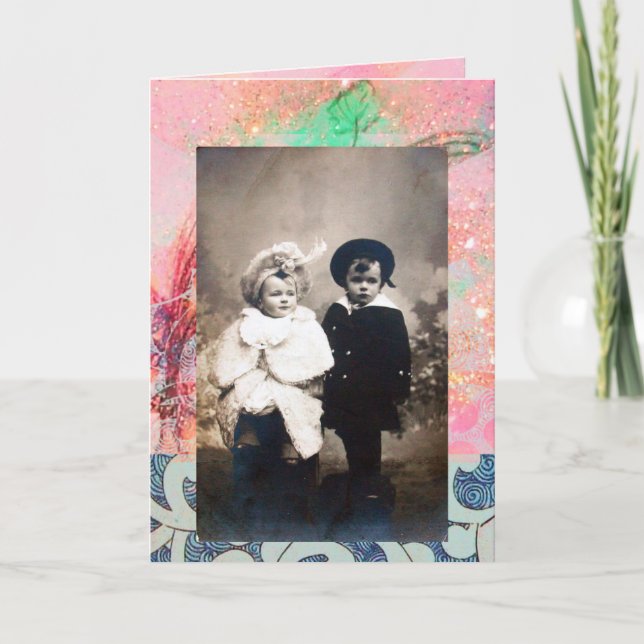 TARJETA FESTIVA VINTAGE CHILDREN (Anverso)