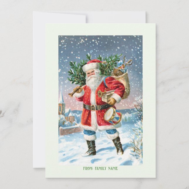 Tarjeta Festiva Vintage Christams Santa Greeting Card (Anverso)
